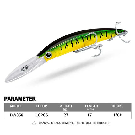 Minnow Fishing Lures 27g 17cm Fishing Bait Lure Hooks Artificial Hard Minnow Plastic Bass Bait Customized Lureswholesale