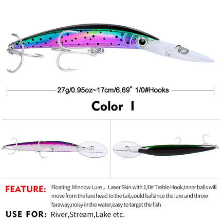 Minnow Fishing Lures 27g 17cm Fishing Bait Lure Hooks Artificial Hard Minnow Plastic Bass Bait Customized Lureswholesale