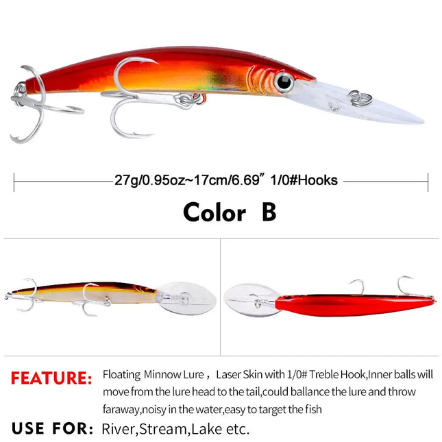 Minnow Fishing Lures 27g 17cm Floating Bass Baits Saltwater Lures Fishing Bait Lure Plastic Wobblers Lureswholesale