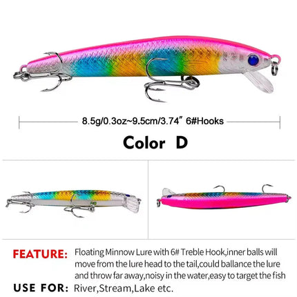 Minnow Fishing Lures Wholesale 95mm 8.5g Floating Minnow Lure Hard Bait Bass Fishing Tackle Lureswholesale