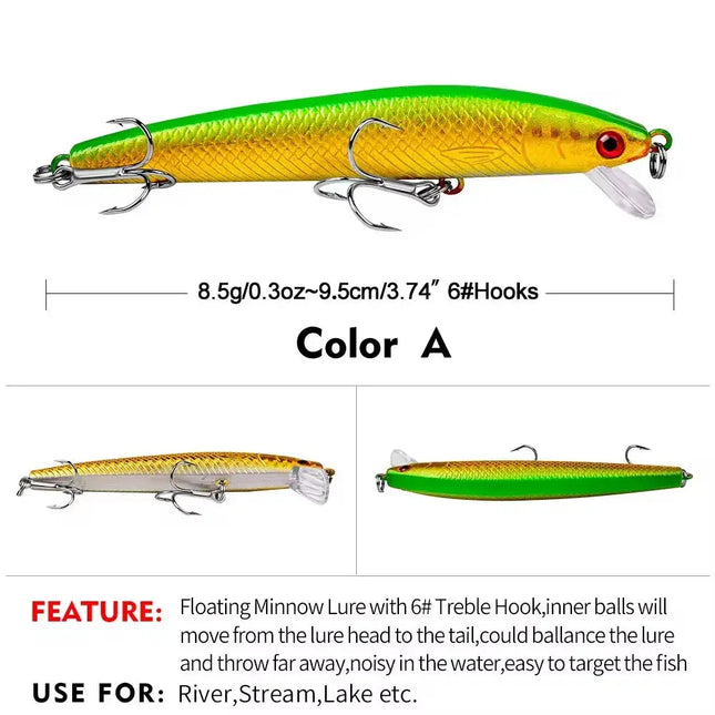 Minnow Fishing Lures Wholesale 95mm 8.5g Floating Minnow Lure Hard Bait Bass Fishing Tackle Lureswholesale