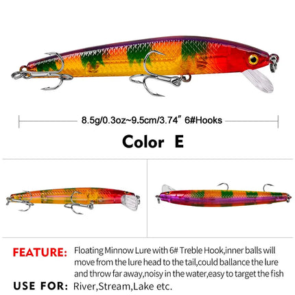 Minnow Fishing Lures Wholesale 95mm 8.5g Floating Minnow Lure Hard Bait Bass Fishing Tackle Lureswholesale