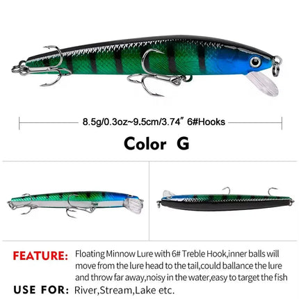 Minnow Fishing Lures Wholesale 95mm 8.5g Floating Minnow Lure Hard Bait Bass Fishing Tackle Lureswholesale