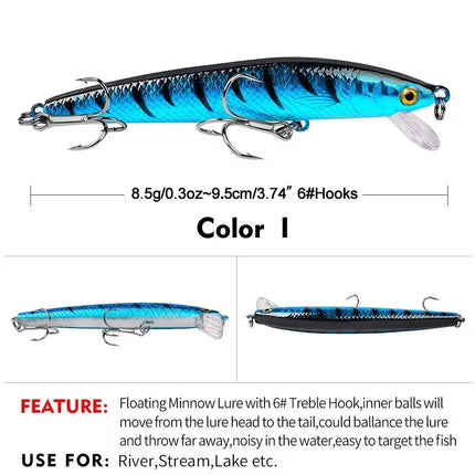 Minnow Fishing Lures Wholesale 95mm 8.5g Floating Minnow Lure Hard Bait Bass Fishing Tackle Lureswholesale