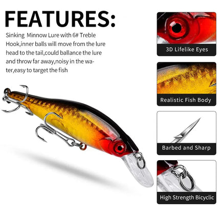 Minnow Lure Sinking Black Minnow Hard Plastic Fishing Lure Saltwater Artificial Baits Wholesale Lureswholesale