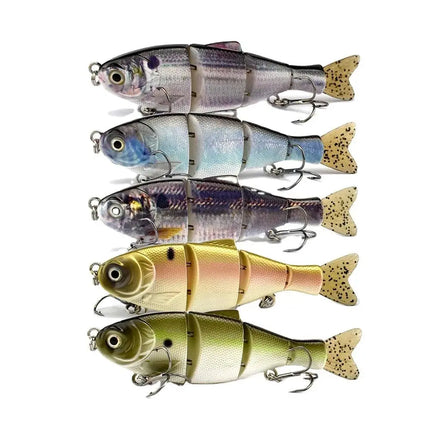 NEW 4 section Plastic Shad Baits With Soft Tail Hard Body Bait Saltwater Jointed Shad Swimbait swim bait fishing lures Lureswholesale