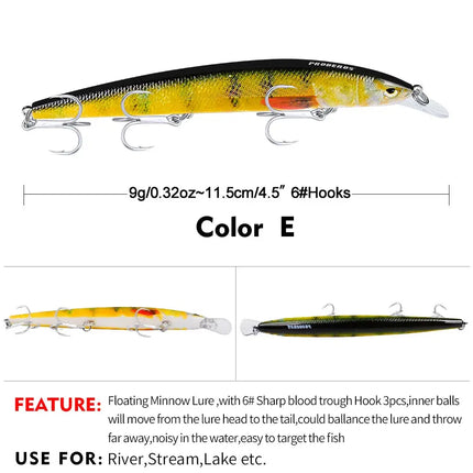 New Minnow Bait Plastic hard bait 11.5cm-9g freshwater sea bass all eat bait DW437 Lureswholesale