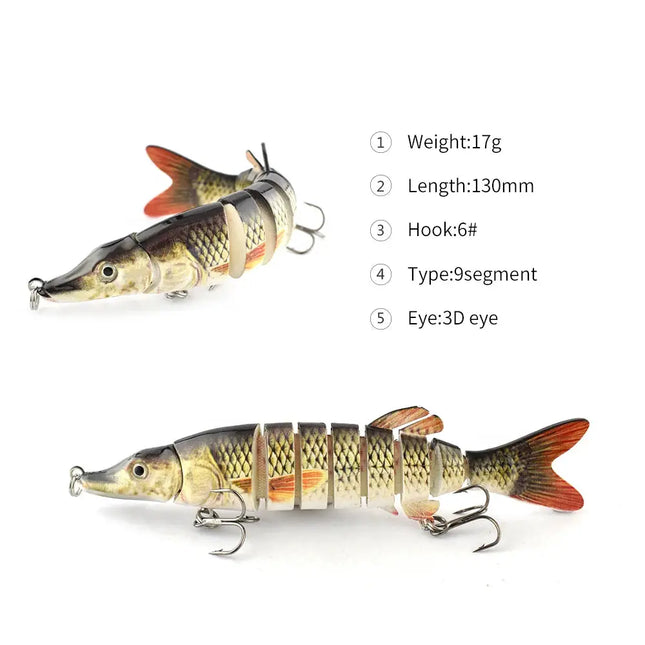 ODS 125mm 21g Minnow Fishing Lures multi jointed Hard Baits ABS Artificial Lure For Bass Pike Fishing Tackle Lureswholesale