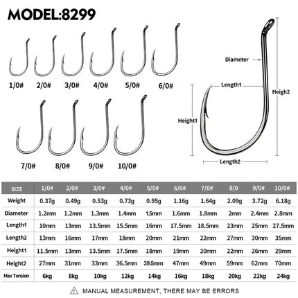 Octopus Beak Offset Fishing Hook Black Nickle 8299 Hooks High Carbon Steel Sports Fishhook 100pcs/bag Lureswholesale