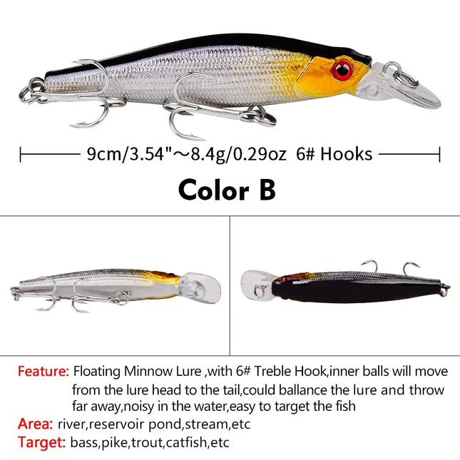 PRO BEROS Luya Bait Minnow 9cm plastic hard bait 8.3g Fishing tackle shop mixed bait DXM002 Lureswholesale