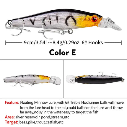 PRO BEROS Luya Bait Minnow 9cm plastic hard bait 8.3g Fishing tackle shop mixed bait DXM002 Lureswholesale