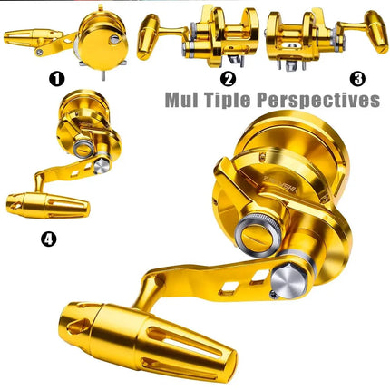 PRO BEROS Trolling Reel 5.7:1 High Speed CNC Machined Aluminum Jigging Reel 40LB Max Drag Sea Fishing Wheel T-Bar Handle Pesca Lureswholesale