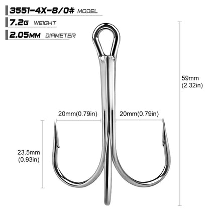 PROBEROS 4X Treble Fishing Hook High Carbon Steel Hook 6/0#-10/0# Fishhooks Fishing Tackle 10pcs/bag Lureswholesale