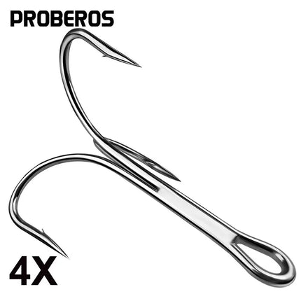 PROBEROS 4X Treble Fishing Hook High Carbon Steel Hook 6/0#-10/0# Fishhooks Fishing Tackle 10pcs/bag Lureswholesale