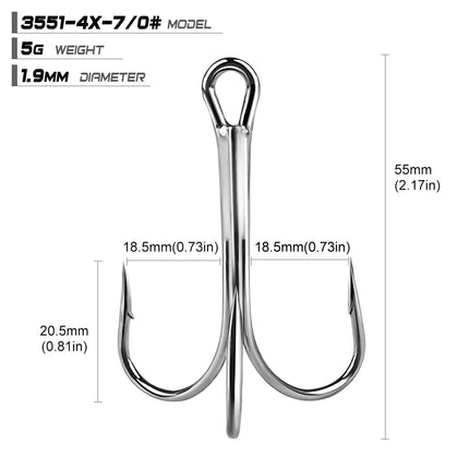 PROBEROS 4X Treble Fishing Hook High Carbon Steel Hook 6/0#-10/0# Fishhooks Fishing Tackle 10pcs/bag Lureswholesale