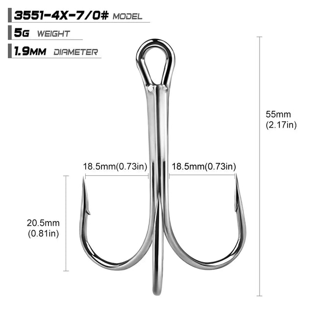 PROBEROS 4X Treble Fishing Hook High Carbon Steel Hook 6/0#-10/0# Fishhooks Fishing Tackle 10pcs/bag Lureswholesale