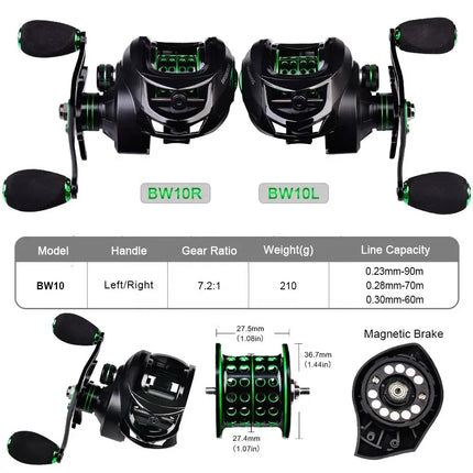 PROBEROS Baitcasting Reel 10kg Max Drag Power 7.2:1 Bait Drag Casting Wheel Saltwater Fishing Reel Lureswholesale