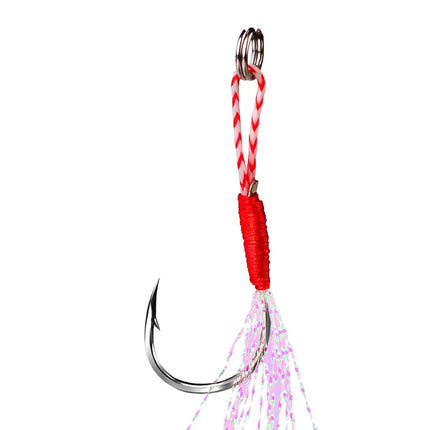 PROBEROS Fishing Hook Double Assist Jigs Hook with Thread Feather High Carbon Steel Jigging Fishhook Lureswholesale