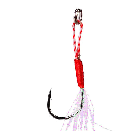 PROBEROS Fishing Hook Double Assist Jigs Hook with Thread Feather High Carbon Steel Jigging Fishhook Lureswholesale