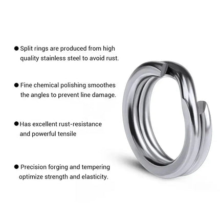 PROBEROS Fishing Split Rings 304 Stainless Steel Flattening Ring Fishing Lure Parts Accessories Double Split Ring 100pcs/bag Lureswholesale