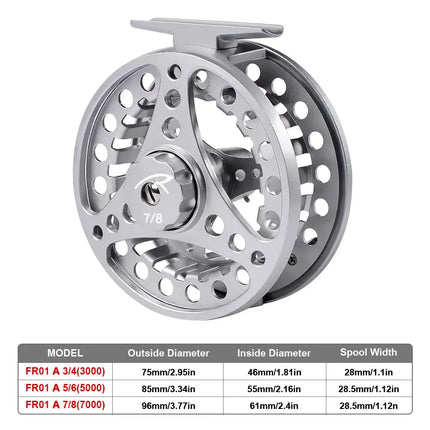 PROBEROS Fly Fishing Reel 2+1BB Large Arbor Alloy Aluminum Interchangeable Fly Reel 3/4 5/6 7/8 for Trout Fly Fishing Tackle Lureswholesale