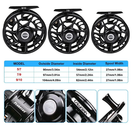 PROBEROS Fly Fishing Reel 2+1BB Speed Ratio Fishing Reel with CNC-Machined Aluminum Alloy Body Fly Reels Lureswholesale