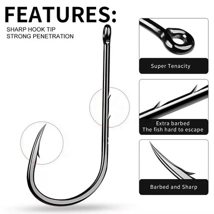 PROBEROS High Carbon Steel Barbed Fishing Hooks Long Shank Baitholder Fishhook Jig Big Single Fishing Hoook Lureswholesale