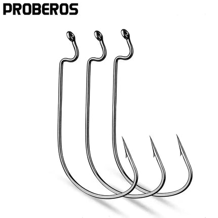 PROBEROS High Carbon Steel Nickel Worm Crank Hook Set Carp Fishing Hook Saltwater Sea Single Hooks Lureswholesale