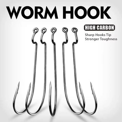 PROBEROS High Carbon Steel Nickel Worm Crank Hook Set Carp Fishing Hook Saltwater Sea Single Hooks Lureswholesale