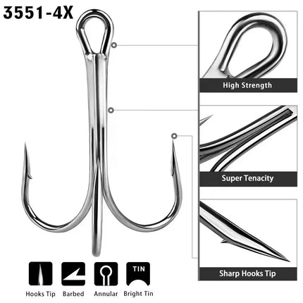 PROBEROS High Carbon Steel Treble Fishing Hook Fishhooks Tackle Lureswholesale