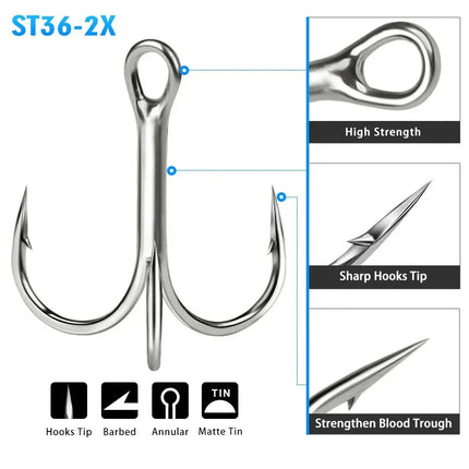 PROBEROS High Carbon Steel Treble Hook Round Bent Fishing Hooks Saltwater Triple Barbed Fish Hook Wholesale Lureswholesale