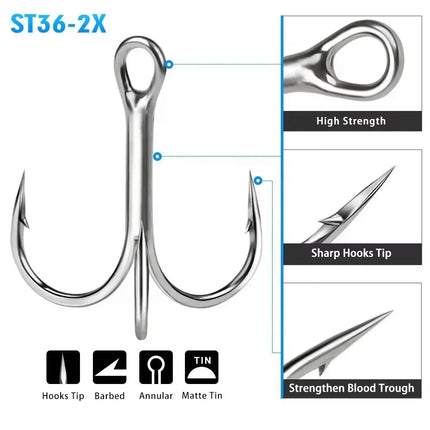 PROBEROS High Carbon Steel Treble Hook round Bent Saltwater Triple Barbed Fish Hook Wholesale Lureswholesale