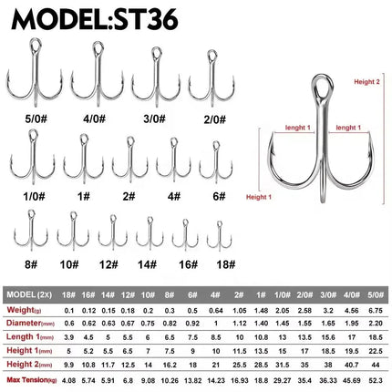 PROBEROS High Carbon Steel Treble Hook round Bent Saltwater Triple Barbed Fish Hook Wholesale Lureswholesale