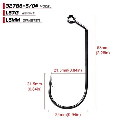 PROBEROS High Carbon steel 60 Degree Fishing Hooks Aberdeen Angle Jig Hook Lureswholesale