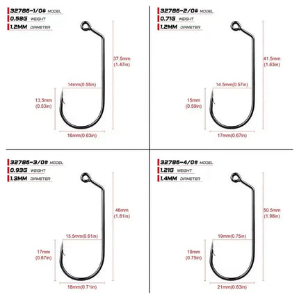 PROBEROS High Carbon steel 60 Degree Fishing Hooks Aberdeen Angle Jig Hook Lureswholesale