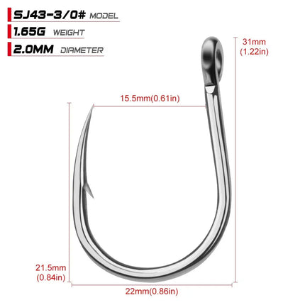 PROBEROS Jigging Hook Fishing Hooks Stainless Steel Fish Hooks1/0#-13/0# Fishhook Saltwater Jig Assist Hook Lureswholesale