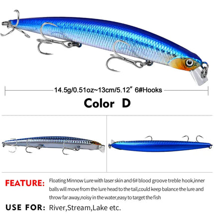 PROBEROS Long Distance Floating Minnow Lure 13cm 14.5g Sea Bass Bait Trolling Fishing Lure Wholesale Lureswholesale