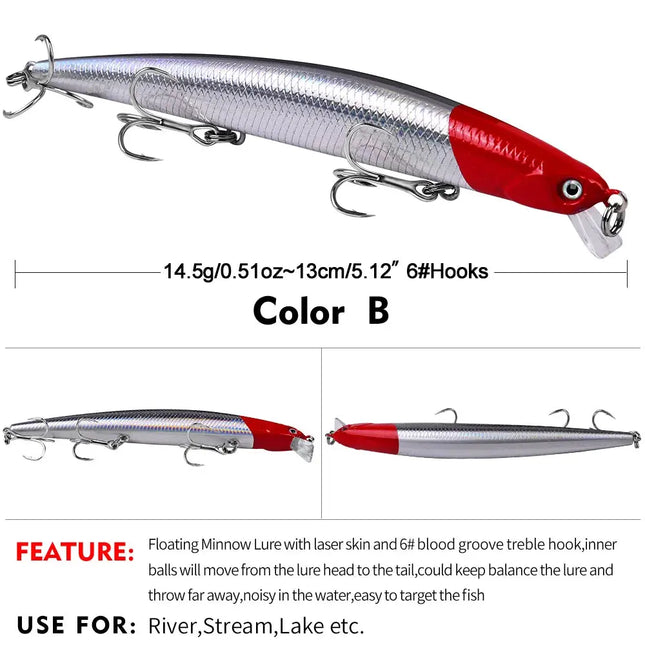 PROBEROS Long Distance Floating Minnow Lure 13cm 14.5g Sea Bass Bait Trolling Fishing Lure Wholesale Lureswholesale