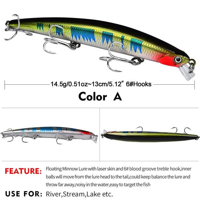 PROBEROS Long Distance Floating Minnow Lure 13cm 14.5g Sea Bass Bait Trolling Fishing Lure Wholesale Lureswholesale