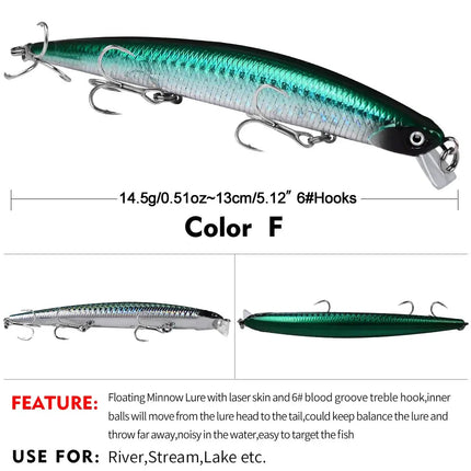 PROBEROS Long Distance Floating Minnow Lure 13cm 14.5g Sea Bass Bait Trolling Fishing Lure Wholesale Lureswholesale