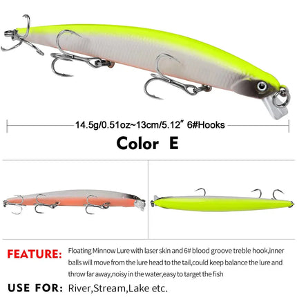 PROBEROS Long Distance Floating Minnow Lure 13cm 14.5g Sea Bass Bait Trolling Fishing Lure Wholesale Lureswholesale