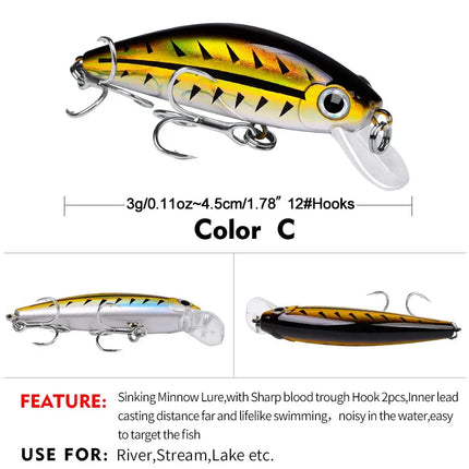 PROBEROS Luya Lures Slow Sinking Minnow 3G/4.5cm Bionic lures New Luya DW489 Lureswholesale