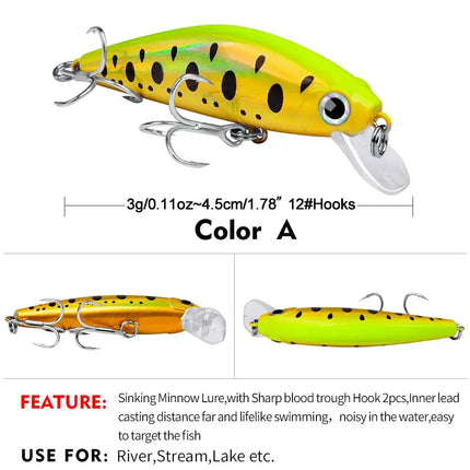 PROBEROS Luya Lures Slow Sinking Minnow 3G/4.5cm Bionic lures New Luya DW489 Lureswholesale