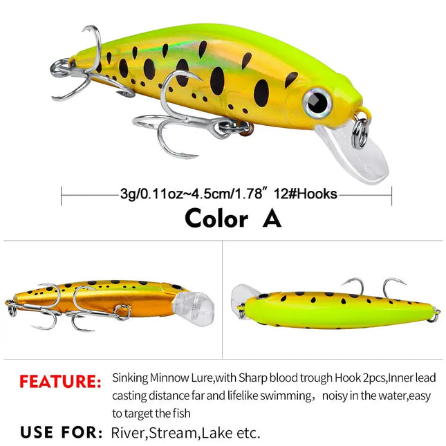 PROBEROS Luya Lures Slow Sinking Minnow 3G/4.5cm Bionic lures New Luya DW489 Lureswholesale