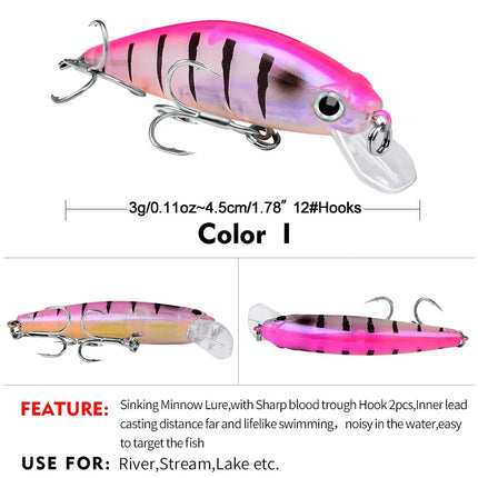 PROBEROS Luya Lures Slow Sinking Minnow 3G/4.5cm Bionic lures New Luya DW489 Lureswholesale