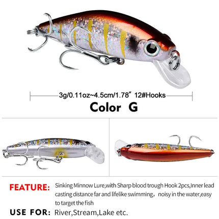 PROBEROS Luya Lures Slow Sinking Minnow 3G/4.5cm Bionic lures New Luya DW489 Lureswholesale