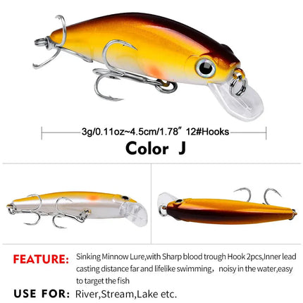 PROBEROS Luya Lures Slow Sinking Minnow 3G/4.5cm Bionic lures New Luya DW489 Lureswholesale