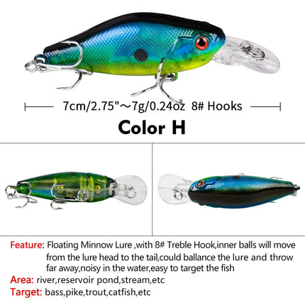 PROBEROS Luya Minnow Bait 7cm 8g plastic bionic hard bait Luya bait fishing gear DXM007 Lureswholesale