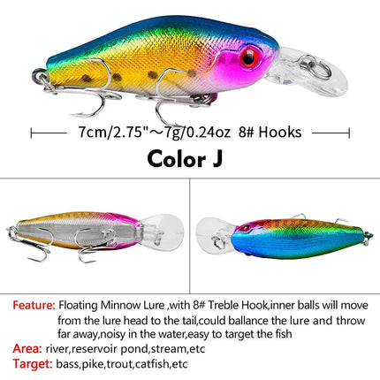 PROBEROS Luya Minnow Bait 7cm 8g plastic bionic hard bait Luya bait fishing gear DXM007 Lureswholesale