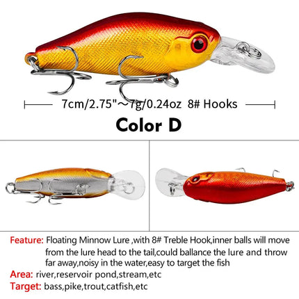 PROBEROS Luya Minnow Bait 7cm 8g plastic bionic hard bait Luya bait fishing gear DXM007 Lureswholesale